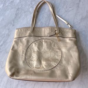 Coach tote, soft light gold leather